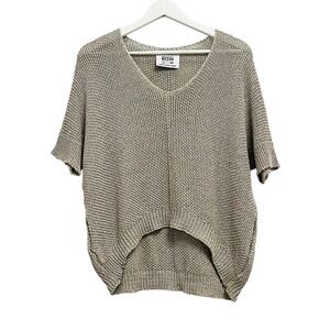 Brand Bazar Sweater Womens Free Silver Metallic V-Neck Dolman S/S‎ Knit Pullover